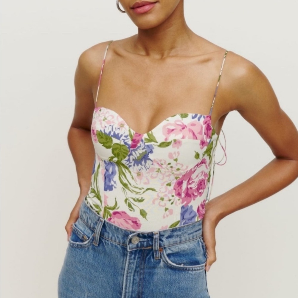 REFORMATION Floral Liza Top Size 8
